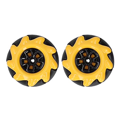 Tnfeeon Mecanum Wheel Omnidirektionaler Roboterradsatz für Smart Car 48 Mm mit Leichtgängigem Lauf und Besserer Griffigkeit, Gelb und Schwarz (1 Paar) von Tnfeeon