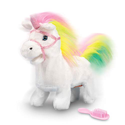 Animigos Rainbow Unicorn, weißes Einhorn mit Regenbogenmähne, ca. 22 cm groß, kann laufen und macht magische Funkelsounds, mit Bürste, für Kinder ab 18 Monate Animigos Rainbow Unicorn, weißes Einhorn mit Regenbogenmähne, ca. 22 cm groß, kann laufen und macht magische Funkelsounds, mit Bürste, für Kinder ab 18 Monate von Tobar