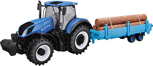 Tobar B18-44068 New Holland T7HD Traktor mit Blockanhänger, Maßstab 1:32, blau von Tobar