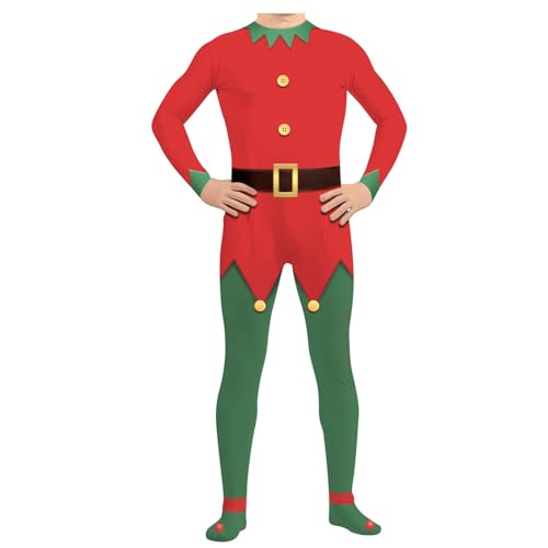 Tobysper Grinch kostüm Herren Elf Santas Helfer Weihnachtself-Kostüm Party Fashion Kostüm Cosplay Party Outfit Oberteil und Hose Das Ganze Set Weihnachtself Weihnachtskostüm von Tobysper