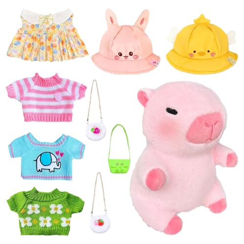 TocaFeank Capybara Plüschtier | Dress Up Capybara Puppe | Süßes Kuscheltier-Capybara-Kissen Mit 8 Kleidungsstücken Und Accessoires | Capybaras Plüschfigur, Stofftiere, Heimdekoration, Partygeschenke von TocaFeank