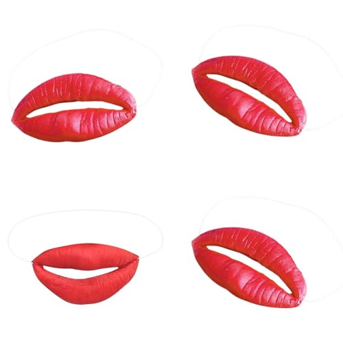 Falsche Lippen | 4 Stück rote Lippen lustige Spielsachen | Wurstmunddekoration | Lustige Lippen Requisiten | Halloween Big Red Lippen Spielzeug | Halloween Witze Requisiten für Wurstparty Supplies von TocaFeank