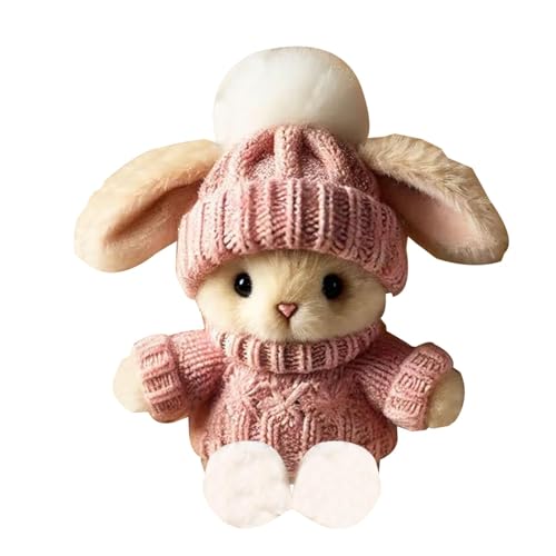 Min-i Bunny süßes Ostergeschenk | Osterplüschhasen mit Strickhut | Plüschtasche Kaninchen | Niedliche handgefertigte Positive Häkeltiere emotionale Unterstützung von TocaFeank