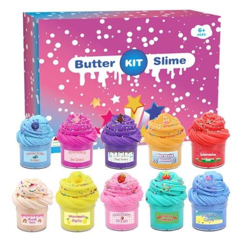 Slimes Adventskalender 2024 | S Lime Set Stofftiere Weihnachts-Adventskalender | 10 Stück D-IY Schlamm-Ton-Lernspielzeug-Countdown-Kalender | S Lime Butter Putty Kit Stressabbau-Spielzeug Für Kinder von TocaFeank