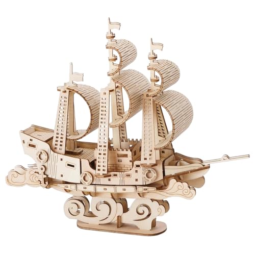 TocaFeank Bootsbausätze,Bootsmodellbausätze,Holz-Segelboot-Modellpuzzle - Pädagogischer Holzblock-Puzzle-Modellbausatz für Jungen, Mädchen, Kinder von TocaFeank