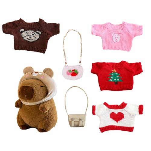 TocaFeank Capybara Plüschtier | Dress Up Capybara Plüsch mit 7 Teilen Kleidung und Accessoires | Weiche Capybara Stofftierpuppe | Niedliches Capybara-Plüschkissen für und Mädchen zum Geburtstag von TocaFeank