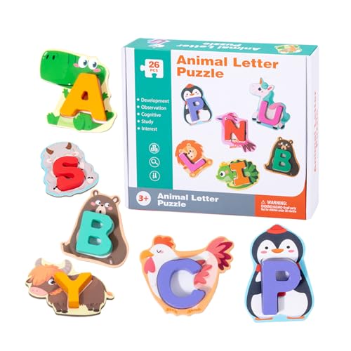 TocaFeank Holz Alphabet Puzzle, 26 Teile Alphabet Tier Puzzle, Zuordnungsspiel Feinmotorik Kreatives Spiel Reise Vorschule Kindergarten Hausunterricht TocaFeank Holz Alphabet Puzzle, 26 Teile Alphabet Tier Puzzle, Zuordnungsspiel Feinmotorik Kreatives Spiel Reise Vorschule Kindergarten Hausunterricht von TocaFeank
