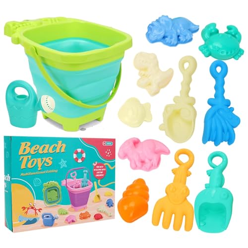 TocaFeank Kids Beach Toys, Reisensandspielzeug,Cartoon -Sandspielzeug für Outdoor | Süßes Reisebehörigkeit, farbenfrohes Spielset mit faltbaren Schaufeln der Eimer zum Sammeln von TocaFeank