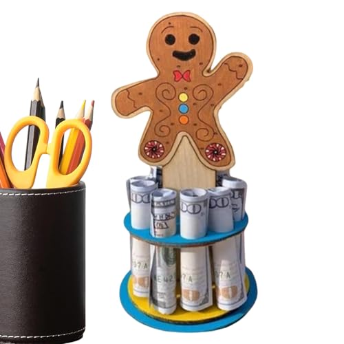 TocaFeank Weihnachtsgeldhalter aus Holz,Weihnachtsgeldhalter | Zweilagiger Lebkuchen-Geldhalter - Weihnachts-Geldhalter für Bargeld, mehrere Löcher, Löcher zum Platzieren von Geld, Weihnachtsbaum, von TocaFeank