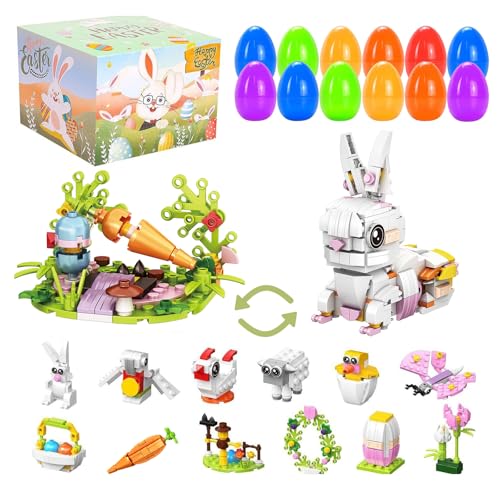 Toclsixz ostergeschenke kinder,360PCS Oster Bausteine Set,12 in 2 Bauspielzeug für Hasen und Karotten mit 12 Osterei , Ideales Ostergeschenk für Creator und kinder ab 6 Jahren von Toclsixz