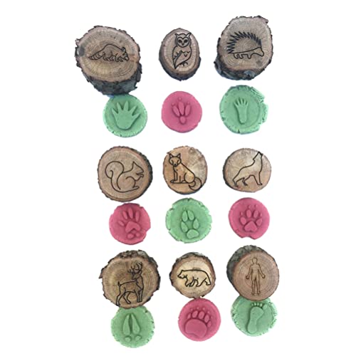 Todaid 9er-Pack Hölzerne Tierspuren Playdoh-Stempel Tierdrucke,Tierspuren Playdoh-Stempel Tierdrucke Spielzeug (B) von Todaid