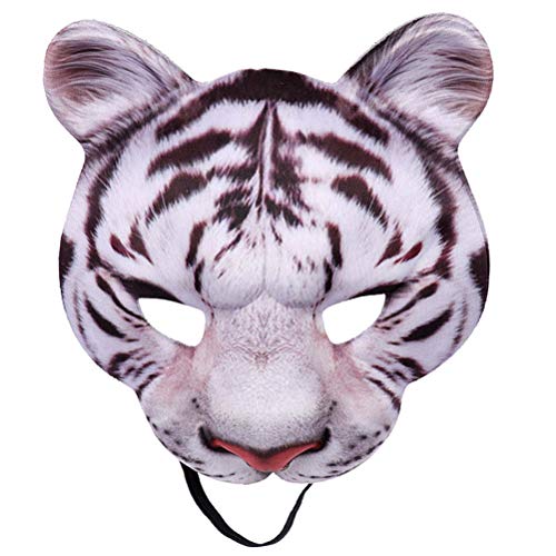 Todaid Halloween-Tiger-Cosplay-Maske, Tiger-Halbgesichtsmaske, Tier-Cosplay-Maske, EVA-Halbgesichtsmaske, Gesichtsmaske Tiger-Maske Party-Maskenball-Kostümmasken (Weiß) von Todaid