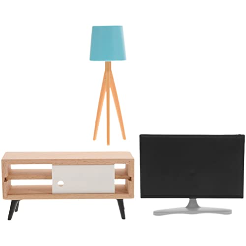 Toddmomy Mini-Puppenmöbel 1 Set Holzpuppenhausmöbel-Set 1:12 Mini-Tv-Schrank Tischlampe Modell Esszimmer Wohnzimmer Schlafzimmer Pretend Play Möbel Spielzeug Für Puppenhaus DIY Zubehör von Toddmomy