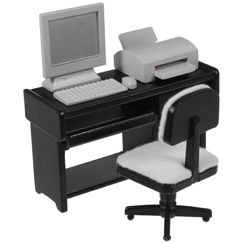 Toddmomy 1 Set Miniatur-Laptop-Computer Und Bürotisch Im Maßstab 1:12 Puppenhaus-Simulations-Desktop-Computer Mit -Tastatur-Modell Zum Rollenspiel von Toddmomy