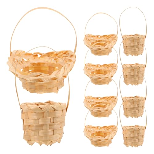 Toddmomy 10 Stück Miniatur-Gewebekörbe mit Griffen für Puppenhaus, für Küchenzubehör – Blumenarrangements, Feengarten, kleine Körbe für Zuhause, Osterdekoration Toddmomy 10 Stück Miniatur-Gewebekörbe mit Griffen für Puppenhaus, für Küchenzubehör – Blumenarrangements, Feengarten, kleine Körbe für Zuhause, Osterdekoration von Toddmomy