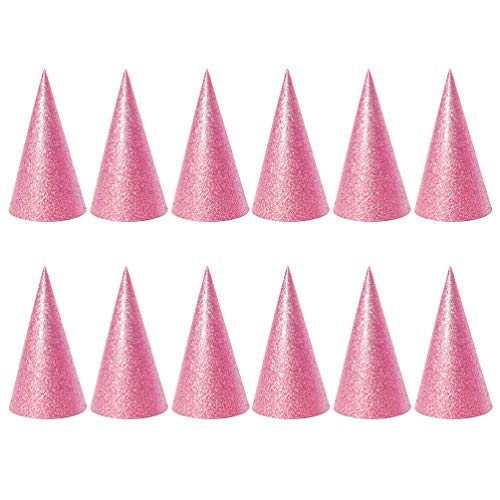 Toddmomy 12 Stück Glitzernde -Partyhüte Geburtstagskegel Prinzessinnen-Geburtstagsfeierhüte Partydekorationen (Rosa) von Toddmomy