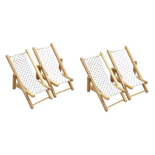 Toddmomy 2 Sätze Puppenhausmöbel Mini-strandkorb Mini-Stuhl Miniaturstühle Mini-liegestuhl Mini-Lounge-Sessel Mini-hausverzierung Miniatur-Lounge-Stuhl-Requisite Holz 2 Stück * 2 von Toddmomy