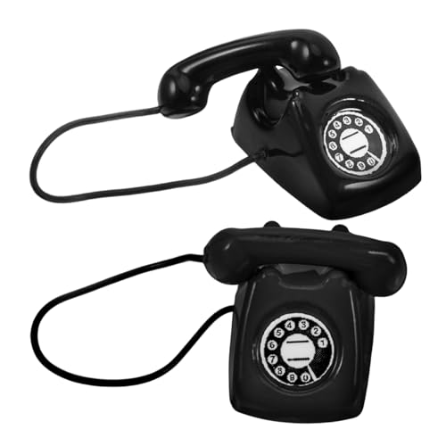 Toddmomy 2 Stück Miniatur Retro Telefon aus Realistische für Puppenhäuser Kreative Dekoration für Basteln und Sammler Langlebiges Detailgetreues Zubehör in Schwarz Toddmomy 2 Stück Miniatur Retro Telefon aus Realistische für Puppenhäuser Kreative Dekoration für Basteln und Sammler Langlebiges Detailgetreues Zubehör in Schwarz von Toddmomy