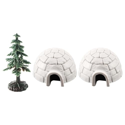 Toddmomy 2 x Eishaus-Figuren und 1 x Mini-Weihnachtsbaum-Dekoration, Miniatur-Iglu-Figur, Mikro-Landschaftsdekoration von Toddmomy