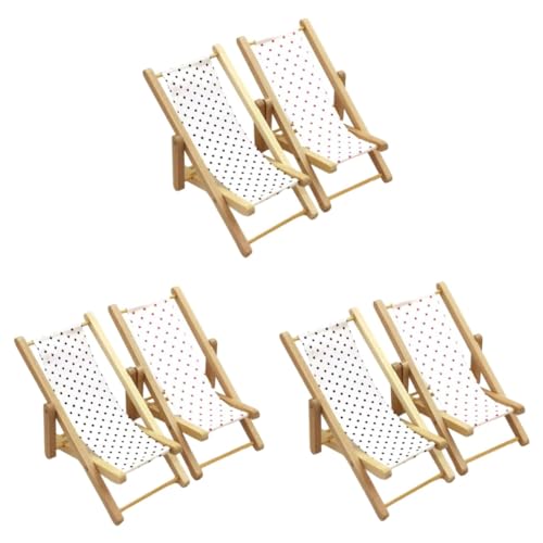 Toddmomy 3 Sätze Puppenhausmöbel Klappbarer Strandstuhl Klapp Strandstuhl Puppenhauszubehör Faltbare Strandliege Mini-Stuhl-Modell Mini-strandkorb Mit Mikrolandschaft Holz 2 Stück * 3 von Toddmomy