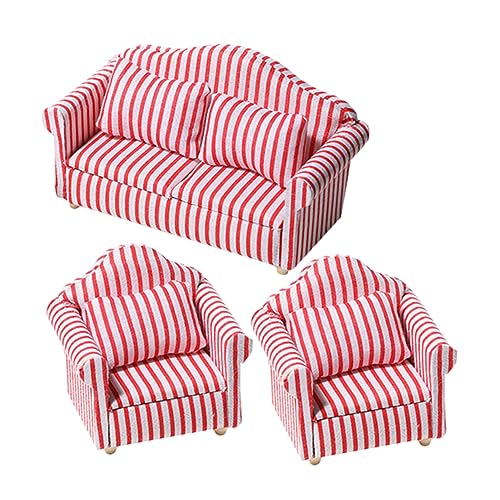 Toddmomy 3stücke Miniatur Sofa Set Maßstab Puppenhaus Möbel Set Mit Rot-weißen Streifen Für DIY Miniatur Deko Hochwertiges Design Und Langlebig Perfektes Für Modellbau- Toddmomy 3stücke Miniatur Sofa Set Maßstab Puppenhaus Möbel Set Mit Rot-weißen Streifen Für DIY Miniatur Deko Hochwertiges Design Und Langlebig Perfektes Für Modellbau- von Toddmomy