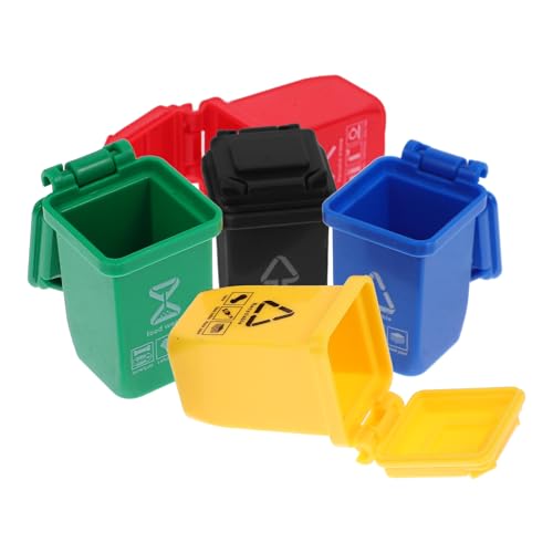 Toddmomy 5Pcs Spielzeugmüllfächer Miniatur Wheelie Mülleimer Spielzeug Recycling -Mülleimer Miniatur -Mülleimer Modellieren (Zufällige Wörter) von Toddmomy