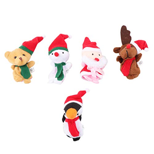 Toddmomy 5Pcs Weihnachtsfingerpuppen Santa Claus Schneemann Elchbär Pinguin Geformte Fingerpuppen Interaktives Geschichtenerzählen Fingerspielzeug für Weihnachtsferiengeschenk von Toddmomy