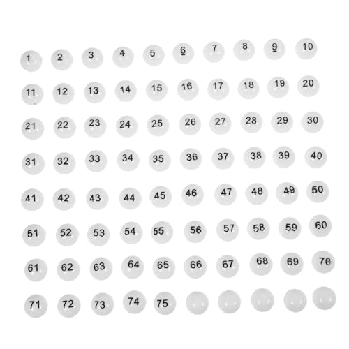 Toddmomy 75 Stück Nummerierte Kunststoff Lottokugeln Kleine Weiße Spielkugeln mit Klarer Beschriftung Leichte Party und Aktivitätsbälle für Tombola Verlosung und Freizeitspaß Toddmomy 75 Stück Nummerierte Kunststoff Lottokugeln Kleine Weiße Spielkugeln mit Klarer Beschriftung Leichte Party und Aktivitätsbälle für Tombola Verlosung und Freizeitspaß von Toddmomy