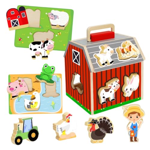 Toddmomy Holz-puzzlespiel Lernspielzeug Buntes Bauernhof-Montessori Puzzle für Stapelfunktion Fördert Feinmotorik Räumliches Denken und Hand-Auge-koordination Toddmomy Holz-puzzlespiel Lernspielzeug Buntes Bauernhof-Montessori Puzzle für Stapelfunktion Fördert Feinmotorik Räumliches Denken und Hand-Auge-koordination von Toddmomy