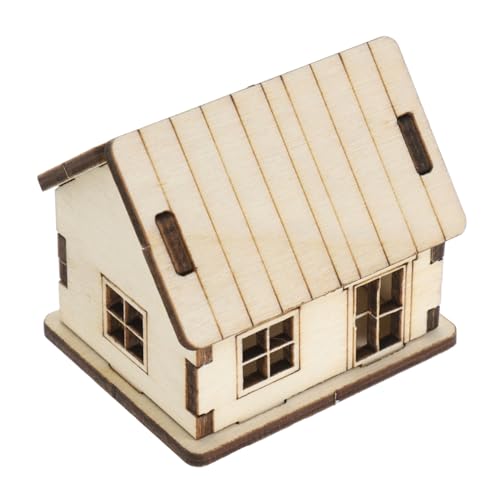 Toddmomy Miniaturhaus Mini-Modelle Lustige Statuen Trennwand-spielzeughaus Kinderschmuck Sideboard Puppenhaus Retro-spielzeughaus Puppenhaus Mit Türen Und Fenstern 3D-rätsel Khaki Hölzern von Toddmomy