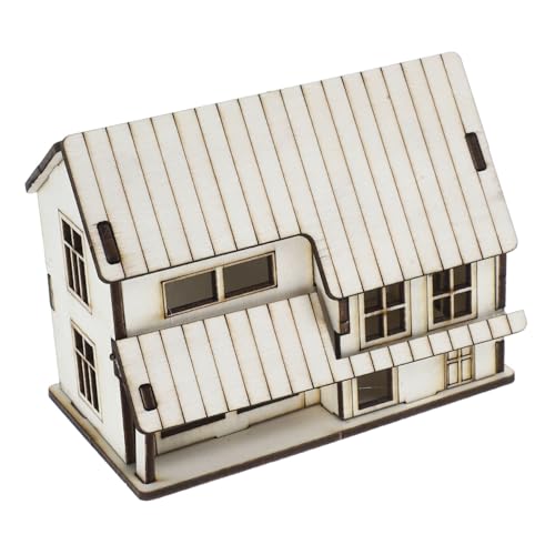 Toddmomy Miniaturhaus holzspielzeug spielzeughaus weihnachtsdekoration holzhaus zum bemalen Outdoor-Kits Weihnachtsmodell Mini- Mini-Holzhäuser Rustikale Villa-Modellbausätze Beige von Toddmomy