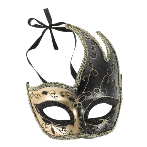 Toddmomy Venezianische Maske Halbe Gesichtsmaske Für Karneval Cosplay Party Elegante Maske Für Halloween Hochzeiten Und Bühnenauftritte Sicherer Sitz Für Kopfgrößen von Toddmomy