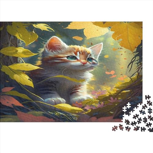 Autumn Cute Kitten Puzzleteile 300 Für Erwachsene Pet Cat Puzzles Für Erwachsene Puzzle Holzpuzzle Lernspielzeug 300pcs (40x28cm) von ToeTs
