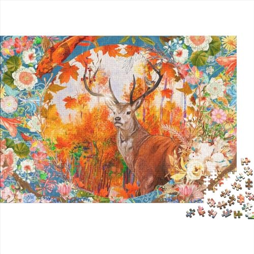 Autumn Deer Holzpuzzle Für Erwachsene, Animal Puzzle, Einzigartig Geformte Puzzleteile 1000 Teile 1000pcs (75x50cm) von ToeTs