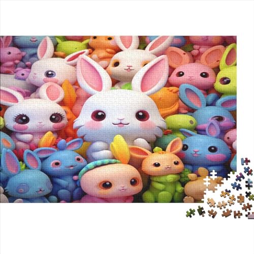 Colorful Rabbit Puzzle 1000 Teile,Puzzle Für Erwachsene, Fun Animals Puzzle, Geschicklichkeitsspiel Für Die Ganze Familie, Home Dekoration Puzzle 1000pcs (75x50cm) von ToeTs