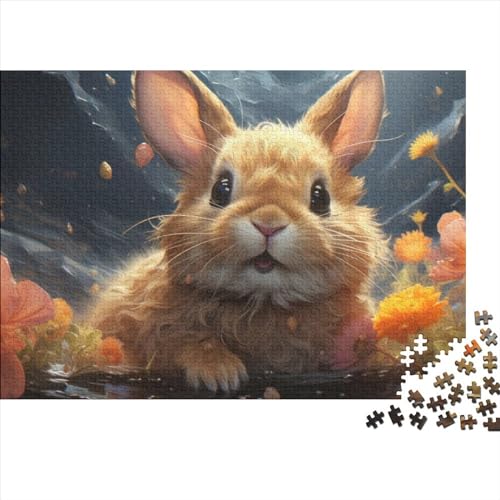 Cute Rabbit Puzzle 1000 Teile Für Erwachsene, Herausforderndes Mikro Fun Animals Puzzle, Schwierig, Kleines Puzzle, Heimdekoration, Unterhaltung 1000pcs (75x50cm) von ToeTs