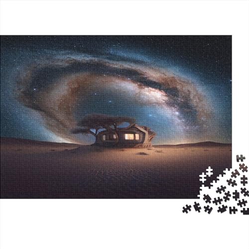 Desert Cabin Holzpuzzle Für Erwachsene, Night Galaxy Puzzle, Einzigartig Geformte Puzzleteile 1000 Teile 1000pcs (75x50cm) von ToeTs