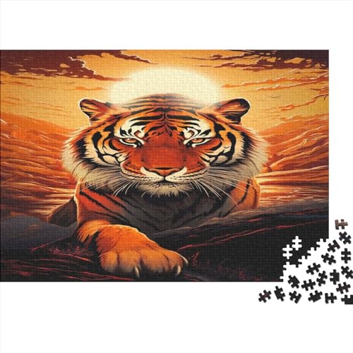 Jungle Tiger 1000 Teile Puzzle, Animal Puzzle Wood Craft, Unregelmäßige Formen, Hochwertiges Modernes, DIY, Für Erwachsene Holzpuzzle Holz 1000pcs (75x50cm) von ToeTs