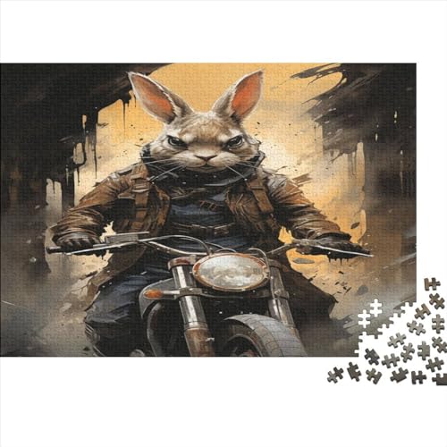 Rabbit Riding Retro Puzzle 500 Teile, Impossible Puzzle,Fun Animals Puzzle Farbenfrohes Legespiel,Geschicklichkeitsspiel Für Die Ganze Familie 500pcs (52x38cm) von ToeTs