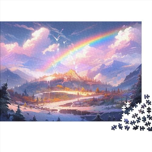 Rainbow Mountain Puzzlespiele Für Erwachsene, Fairy Tale Scenery Puzzle 1000 Puzzleteile, Handgefertigte DIY-Anpassung, Einzigartige 1000pcs (75x50cm) von ToeTs