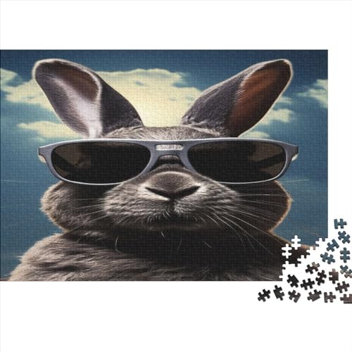 Sunglasses for Rabbits Puzzles 1000 Teile Fun Animals Puzzle Wohnkultur Erwachsene Puzzle DIY Kit Holzspielzeug Einzigartiges Geschenk Wohnkultur 1000pcs (75x50cm) von ToeTs