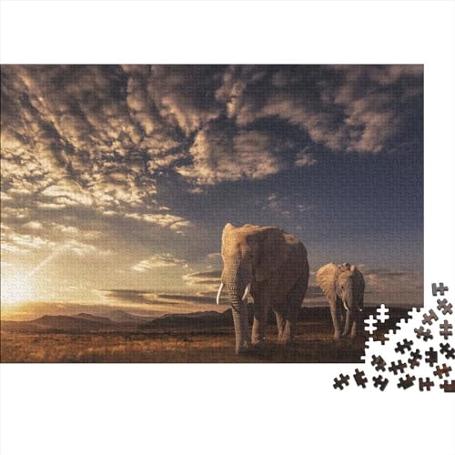 Sunset Elephant Puzzle 500 Teile,Fun Animals Puzzle Für Erwachsene, Impossible Puzzle,Puzzle Farbenfrohes Legespiel,uzzle Farbenfrohes Legespiel 500pcs (52x38cm) von ToeTs