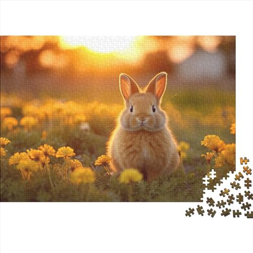 Sunset Rabbit Puzzles 1000 Teile Fun Animals Puzzle Für Erwachsene Lernspiel Herausforderung Puzzles Für Erwachsene Für Die Ganze Familie DIY Kit Impossible Puzzle 1000pcs (75x50cm) von ToeTs