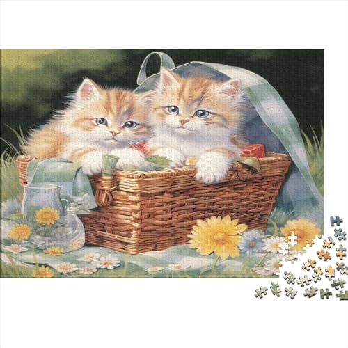 Wild Kittens Puzzle 500 Teile,Pet Cat Puzzle Für Erwachsene, Impossible Puzzle,Puzzle Farbenfrohes Legespiel,Geschicklichkeitsspiel Für Die Ganze Familie 500pcs (52x38cm) von ToeTs