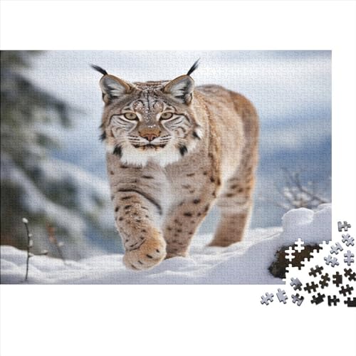 Winter Jungle Lynx Puzzle 1000 Teile Animal Puzzles Für Erwachsene Lernspiel Herausforderung Spielzeug Puzzles 1000pcs (75x50cm) von ToeTs