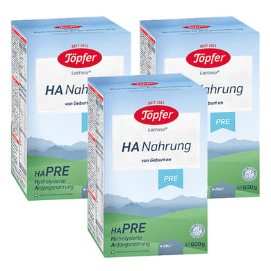 Töpfer Anfangsnahrung hydrolysiert 3x 600g ab der Geburt von Töpfer