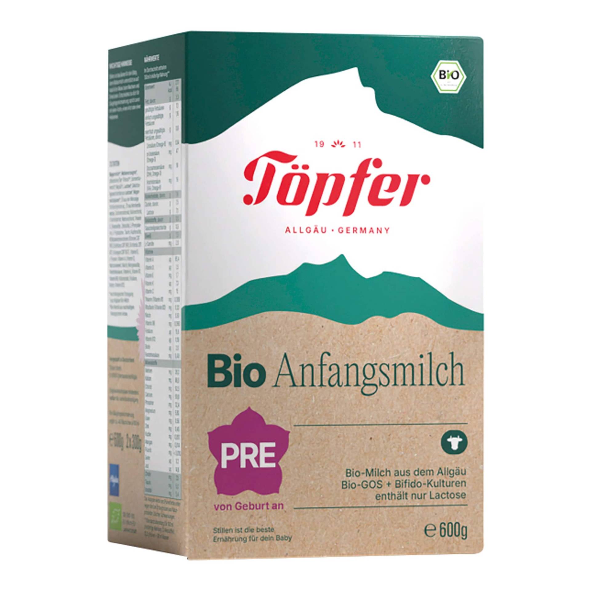 Töpfer Bio Anfangsmilch Pre, 600g Töpfer Bio Anfangsmilch Pre, 600g von Töpfer