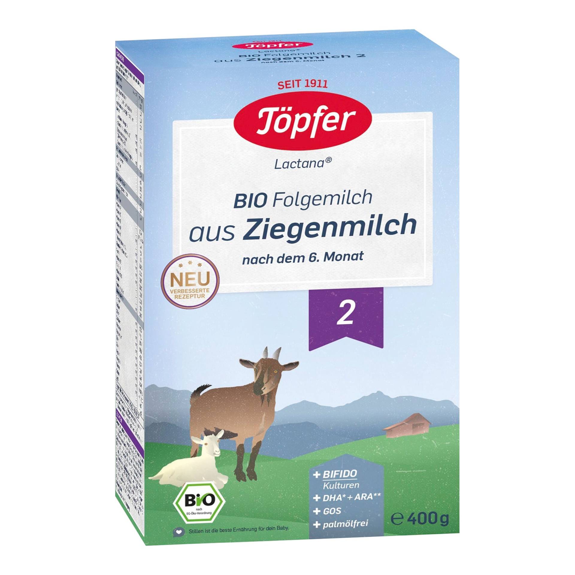 Töpfer Bio Folgemilch Ziege 2, 400g Töpfer Bio Folgemilch Ziege 2, 400g von Töpfer