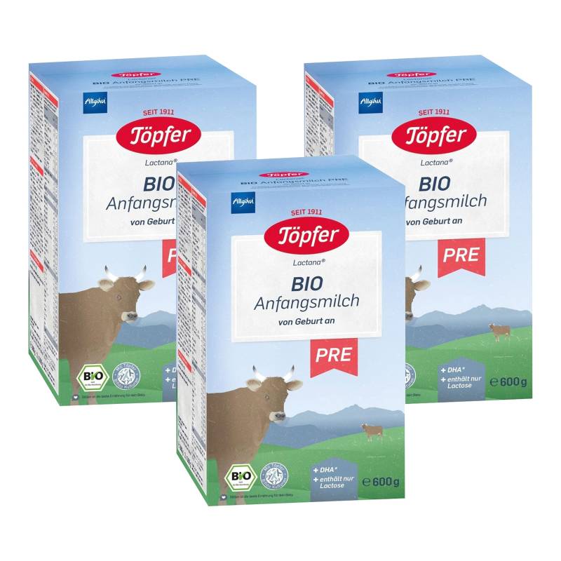 Töpfer Bundle 3er-Pack Bio Anfangsmilch Pre à 600g von Töpfer