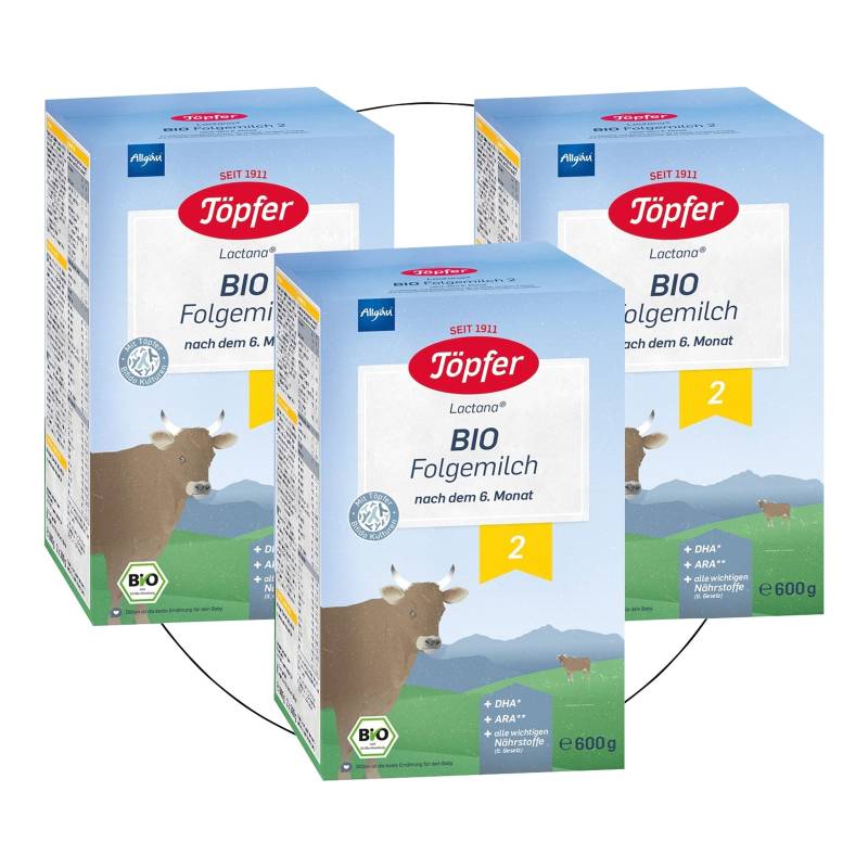 Töpfer Bundle 3er Pack Bio Folgemilch 2 600g von Töpfer